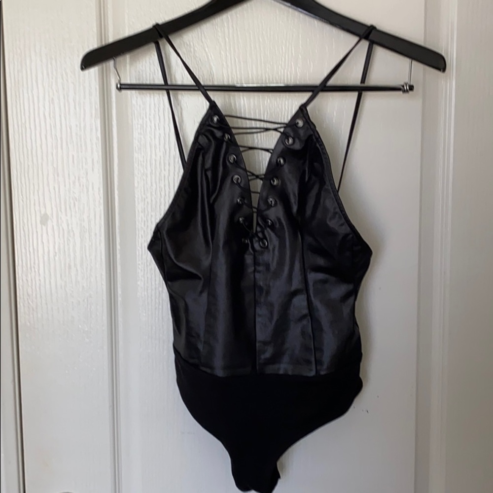 Black lace up bodysuit